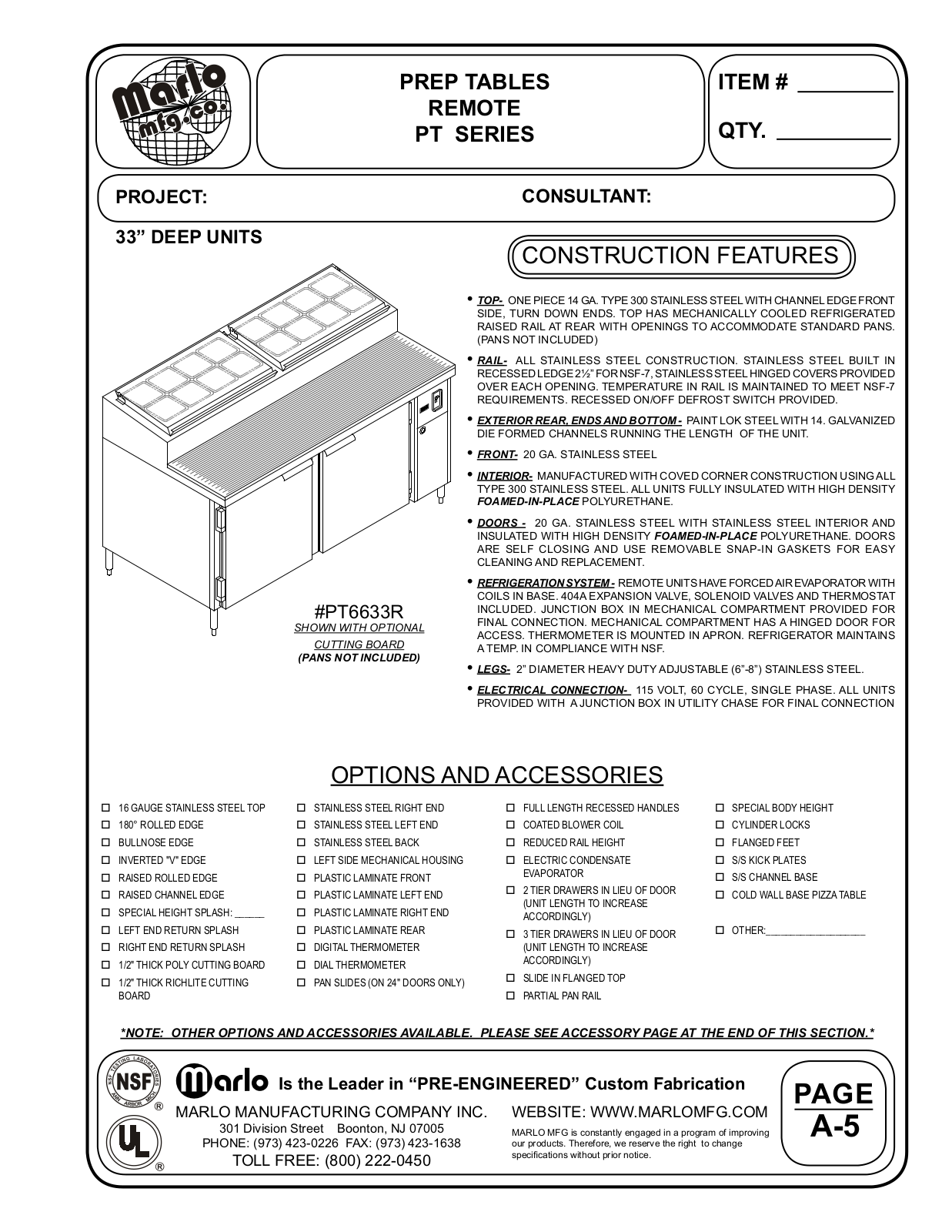 Marlo PT10633R User Manual