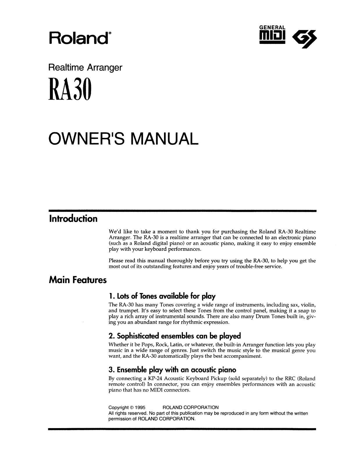 Roland RA-30 User Manual