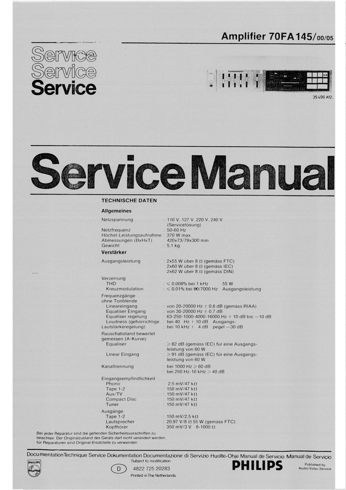 Philips FA-145 Service manual