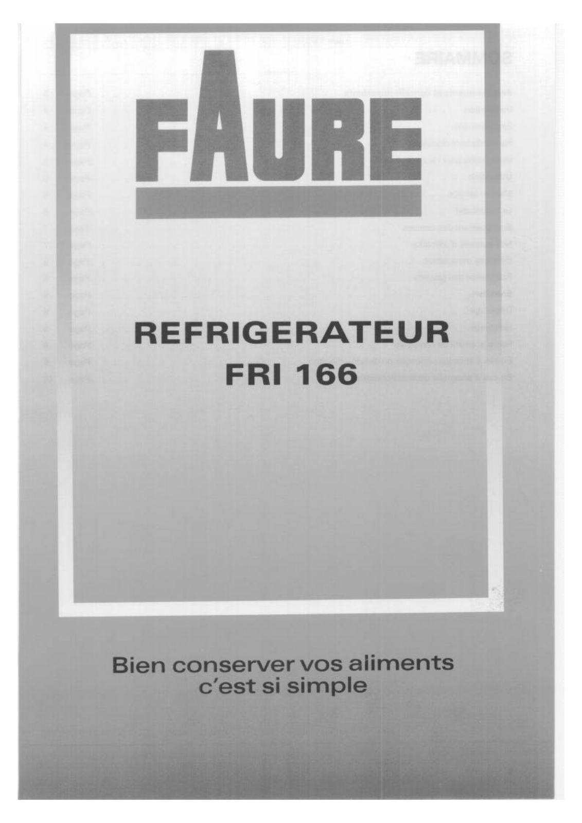 Faure FRI166W1 User Manual