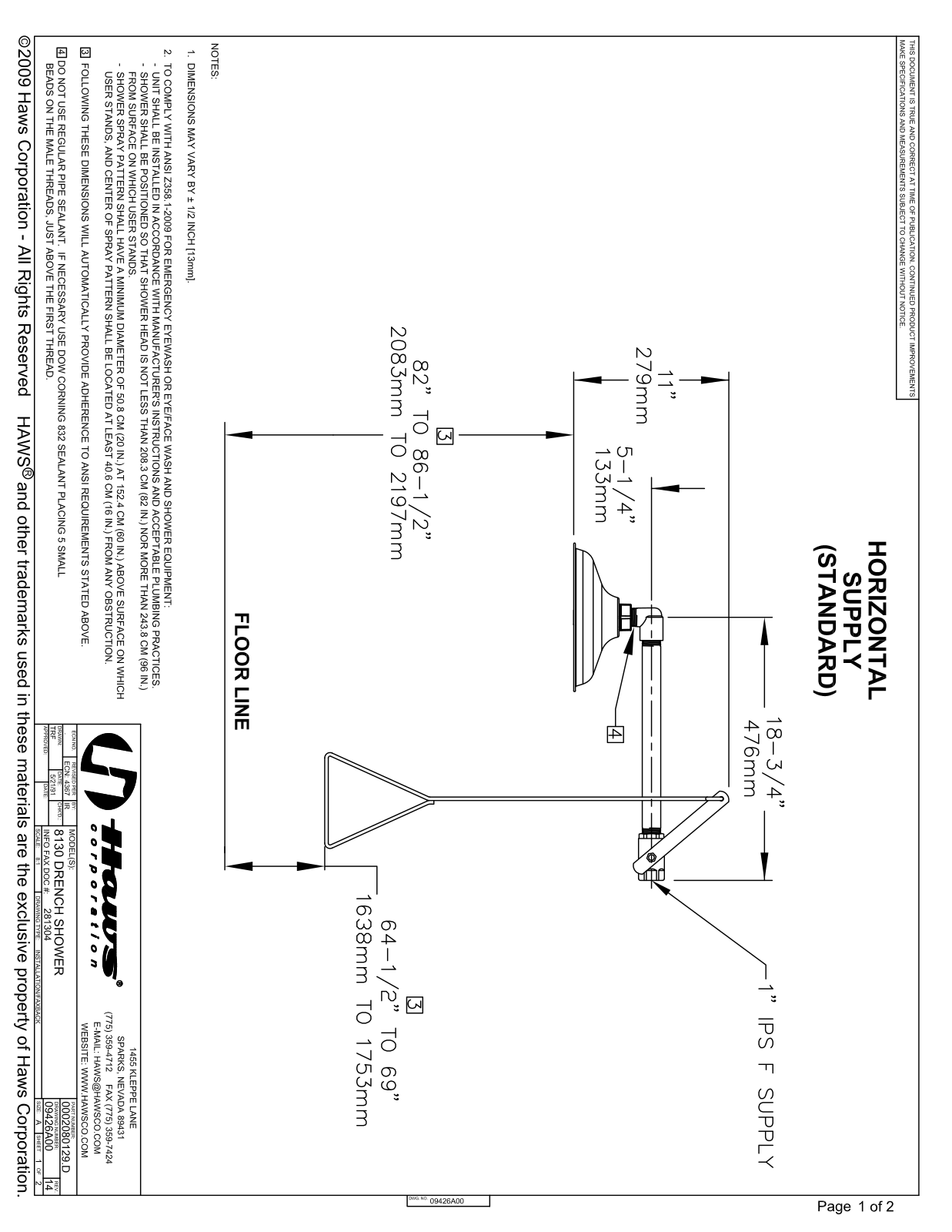 Haws 8130 Installation Manual