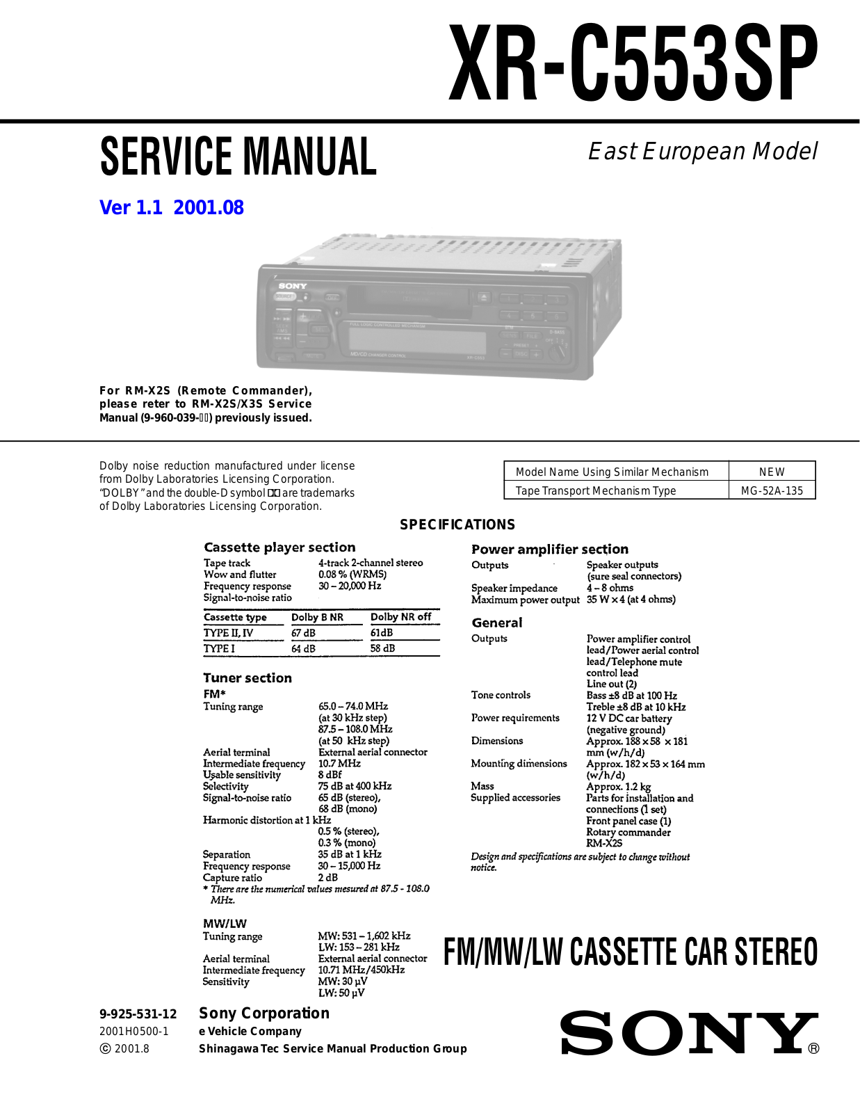 Sony XR-C553SP Service manual