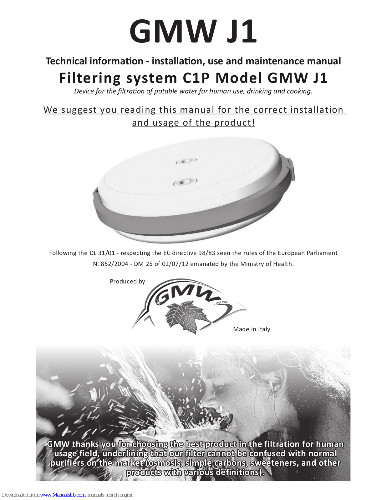 GMW J1 Installation, Use And Maintenance Manual - ManualMachine.com