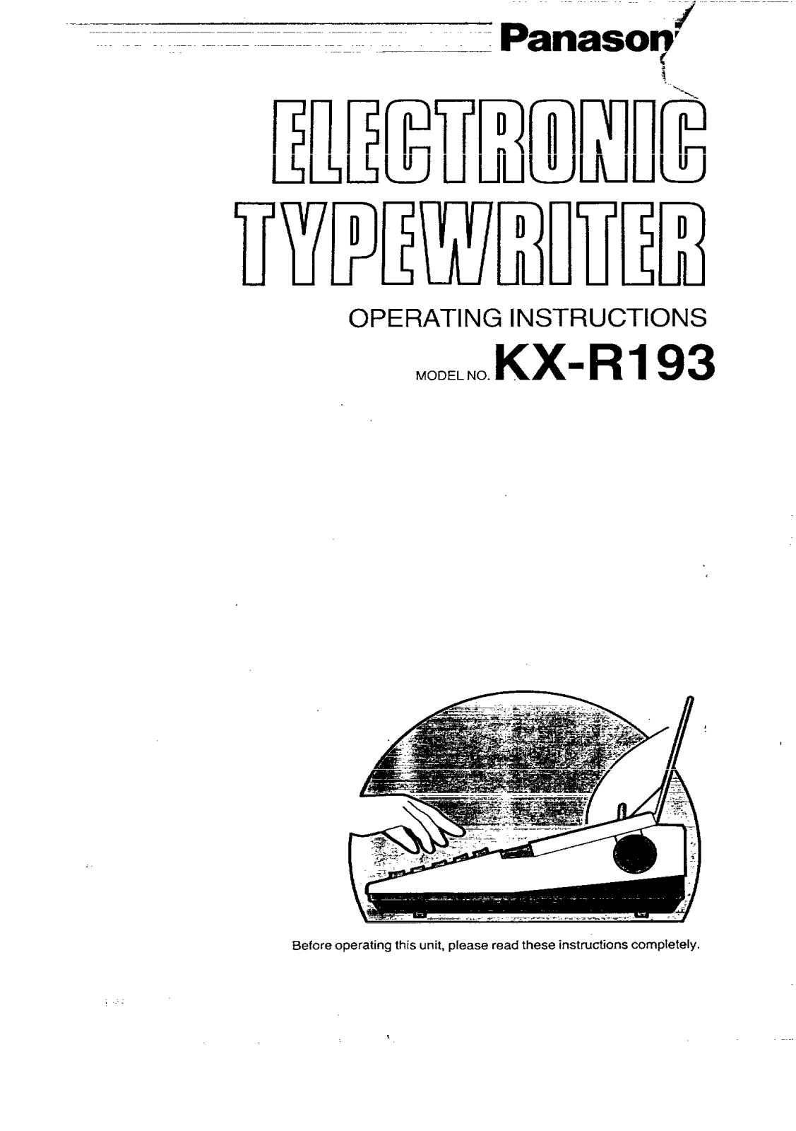 Panasonic KX-R193 User Manual