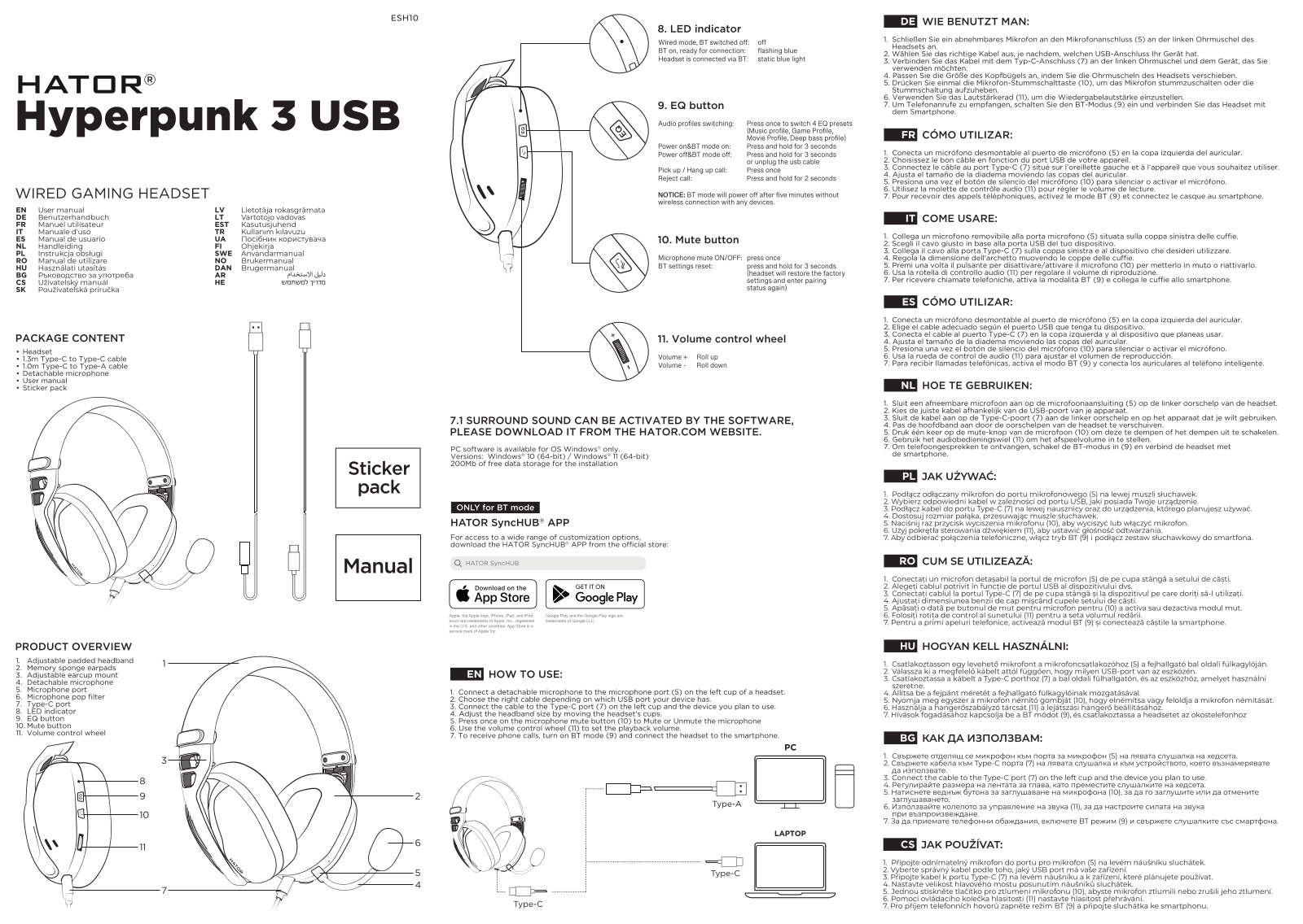 HATOR Hyperpunk 3 USB, ESH10 User guide - ManualMachine.com