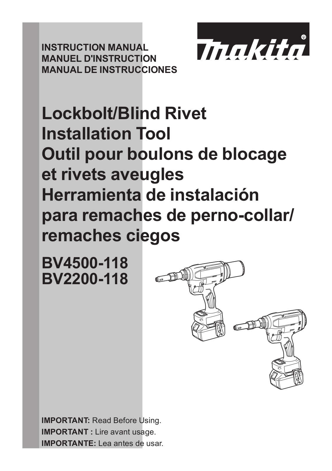 Makita BV4500-118, RV2200-118 Instruction Manual