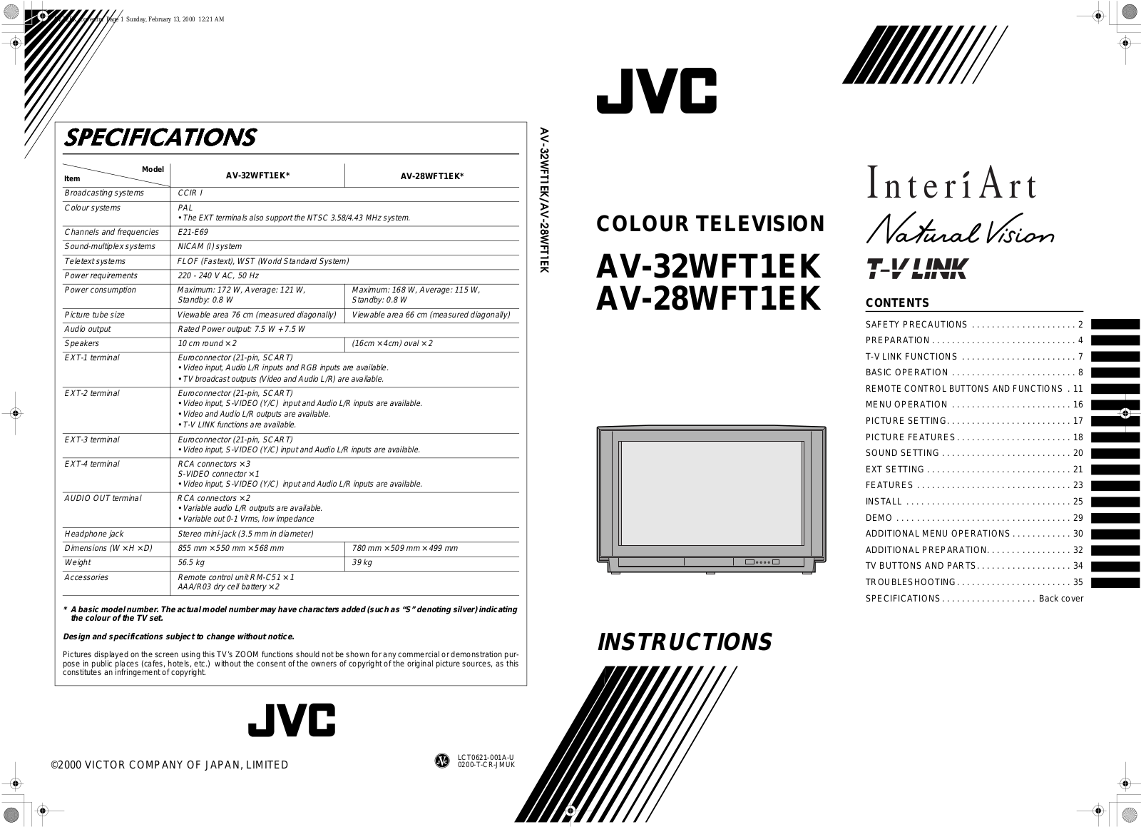 JVC AV-28WFT1EK, AV-32WFT1EK User Manual