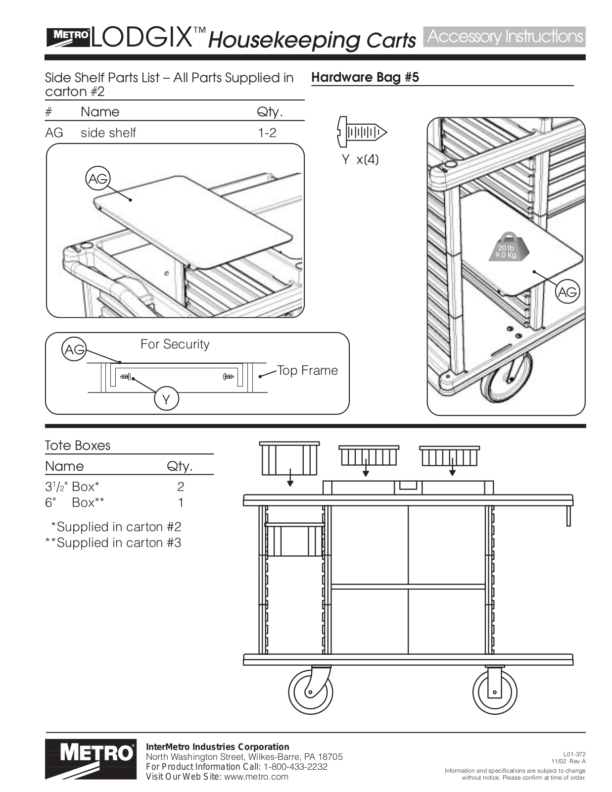 Metro Lodgix Accessories User Manual