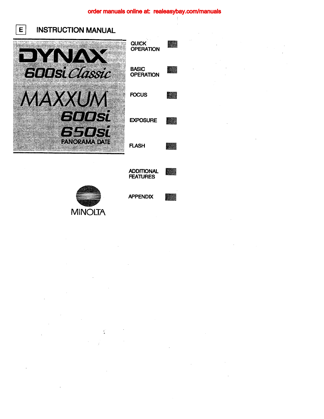 Minolta MAXXUM 650SI instruction Manual