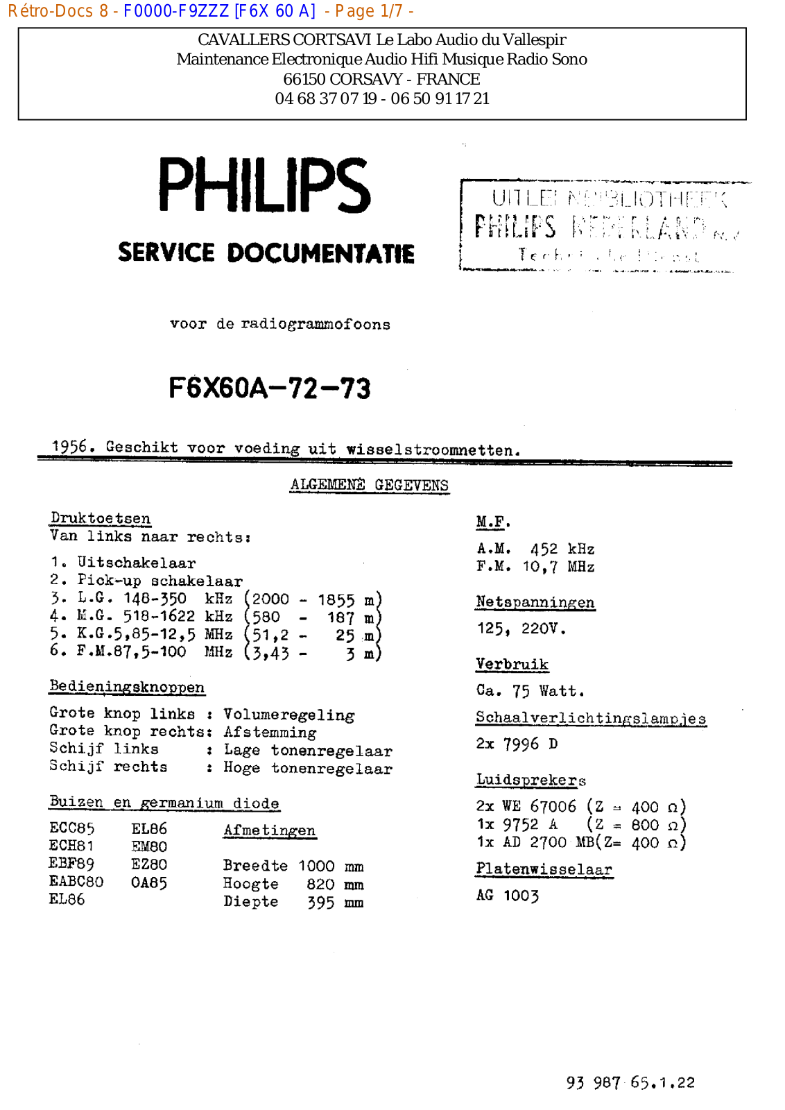 Philips f6x 60 a Datasheet - ManualMachine.com