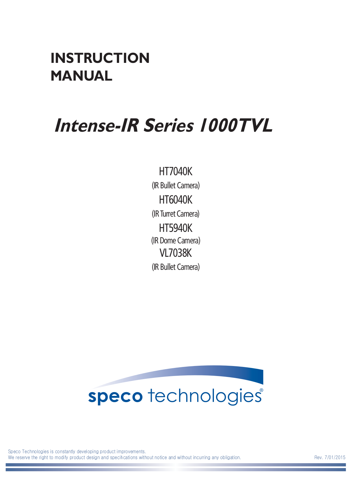 Speco VL7038K User Manual