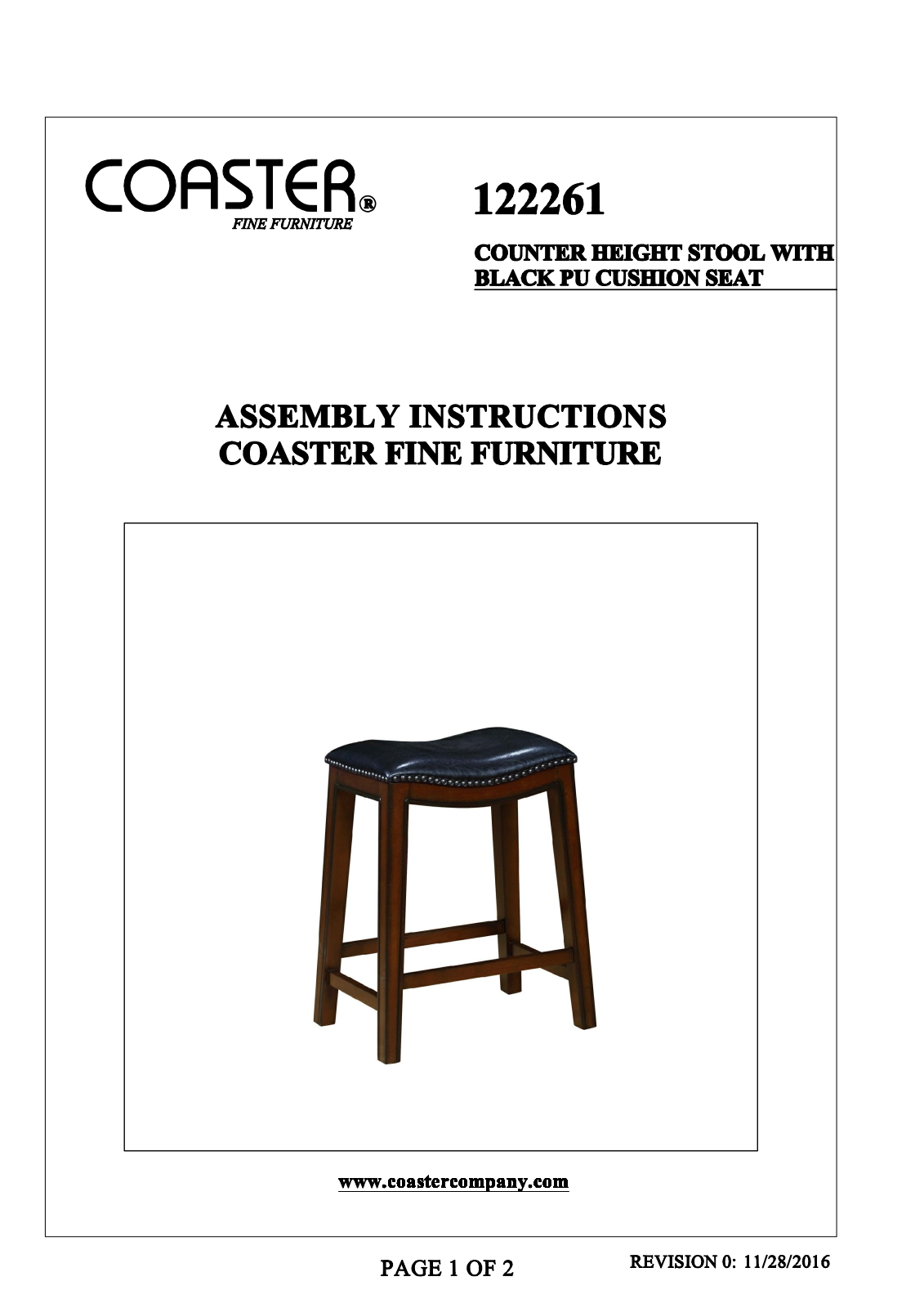 Coaster 122261 Assembly Guide