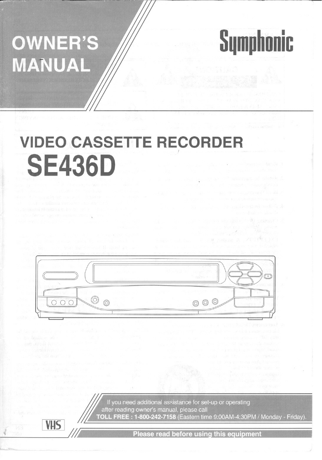 Symphonic SE436D User Manual