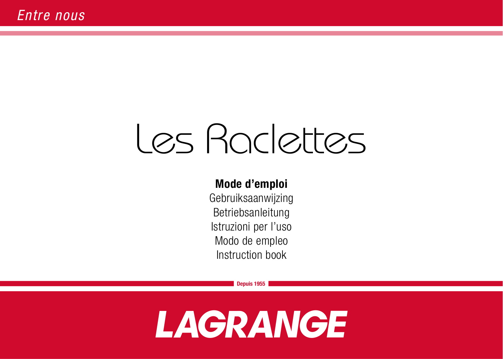 LAGRANGE RACLETTE 8 PIERRE 2 User Manual