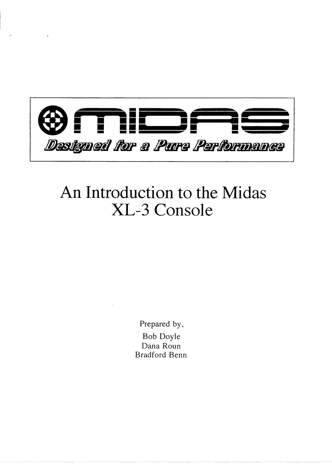 Midas Consoles XL3 User Manual