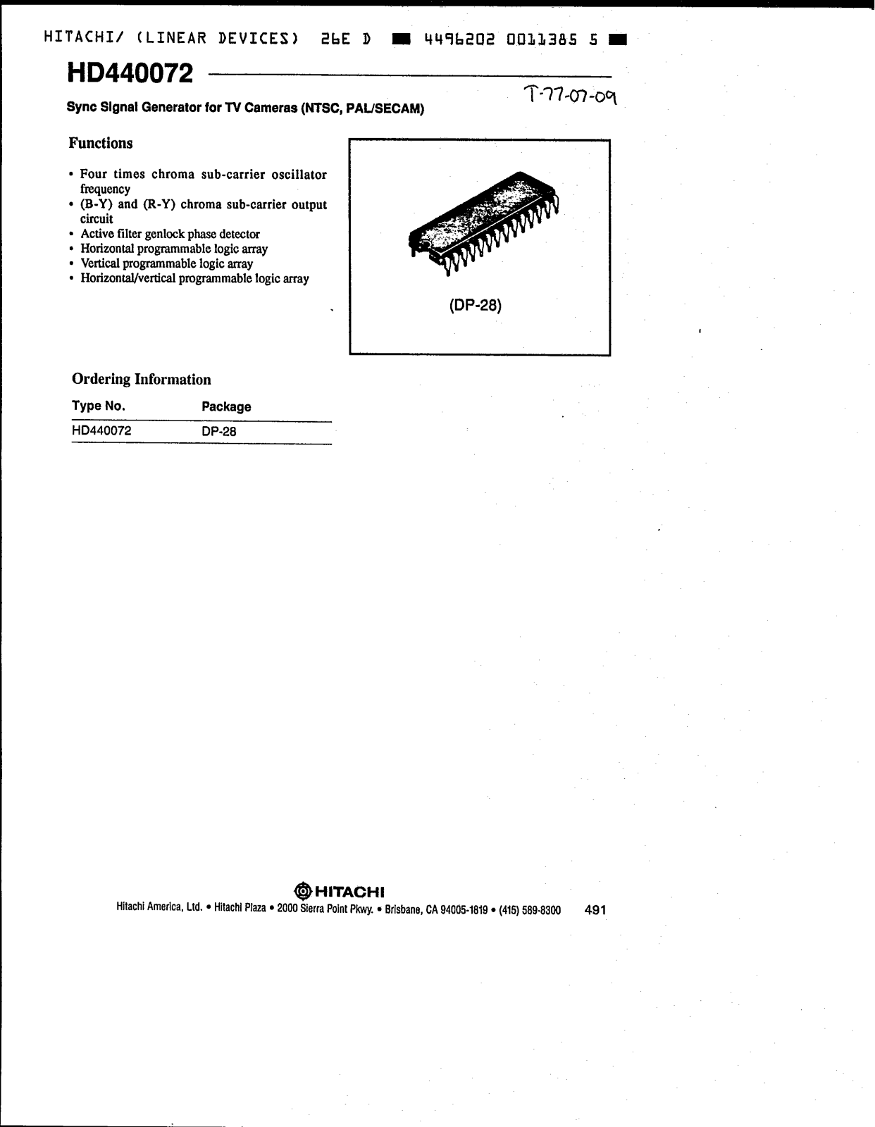 HIT HD440072 Datasheet