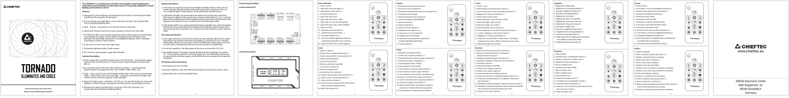 Chieftec CF-3012-RGB Tornado, 120mm, 3-pack, LED control operation manual