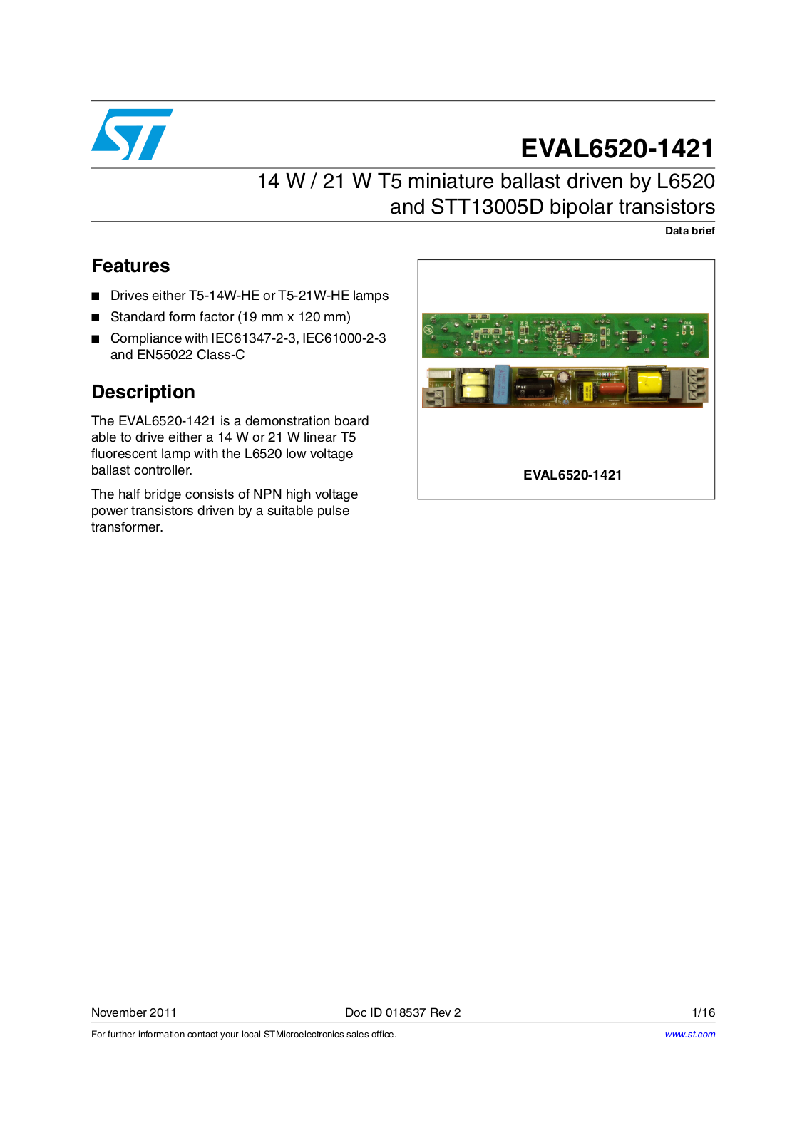 ST EVAL6520-1421 User Manual