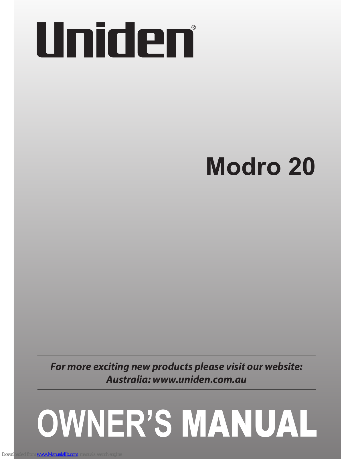 Uniden Modro 20 Owner's Manual