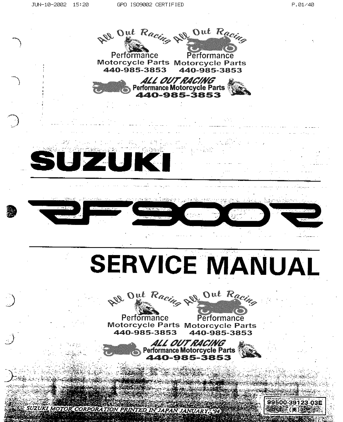 Suzuki RF900R 2002 User Manual