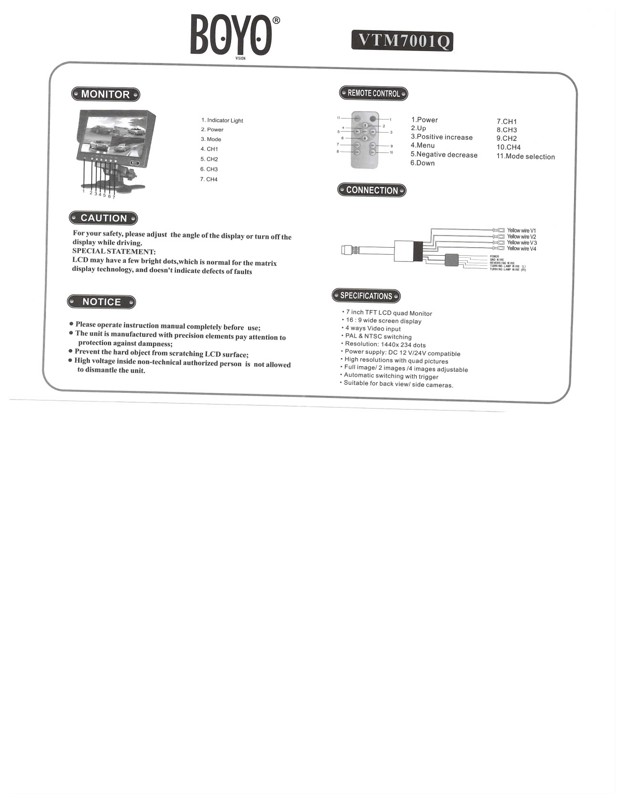 Boyo - Vision Tech America VTM7001Q User Manual