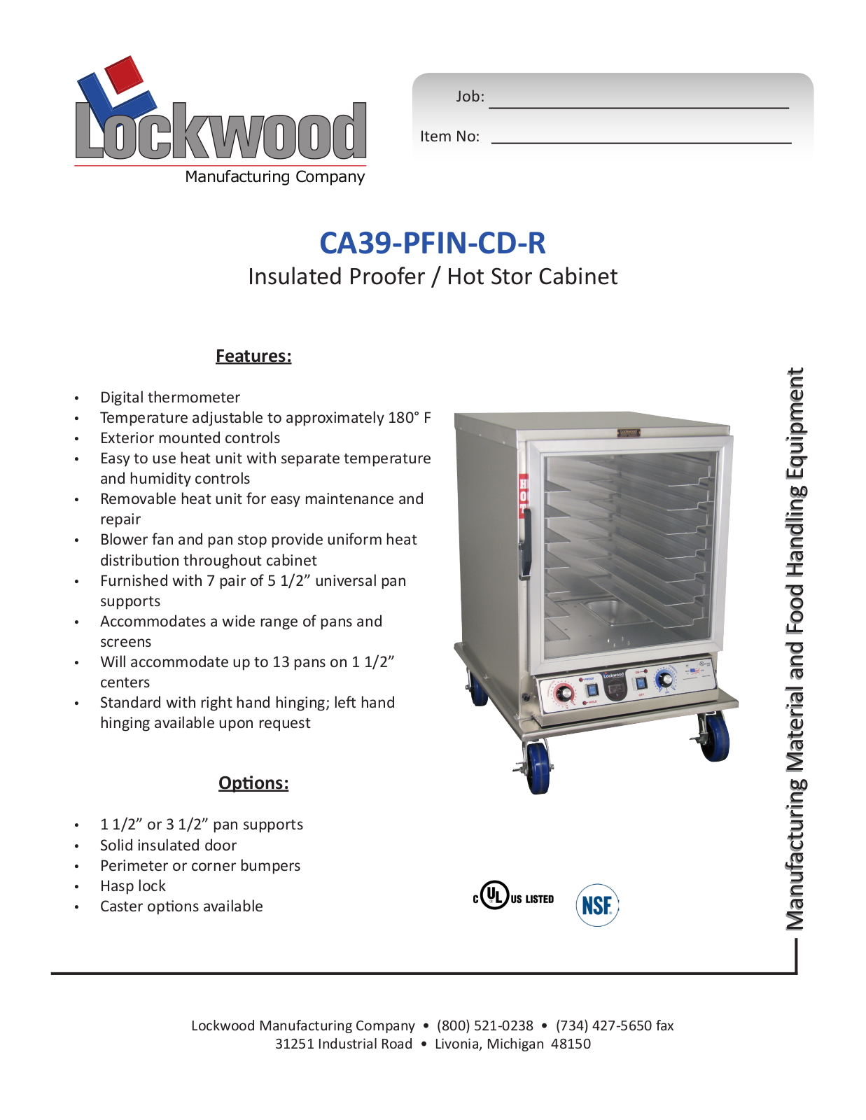 Lockwood CA39-PFIN-CD-R Specifications - ManualMachine.com