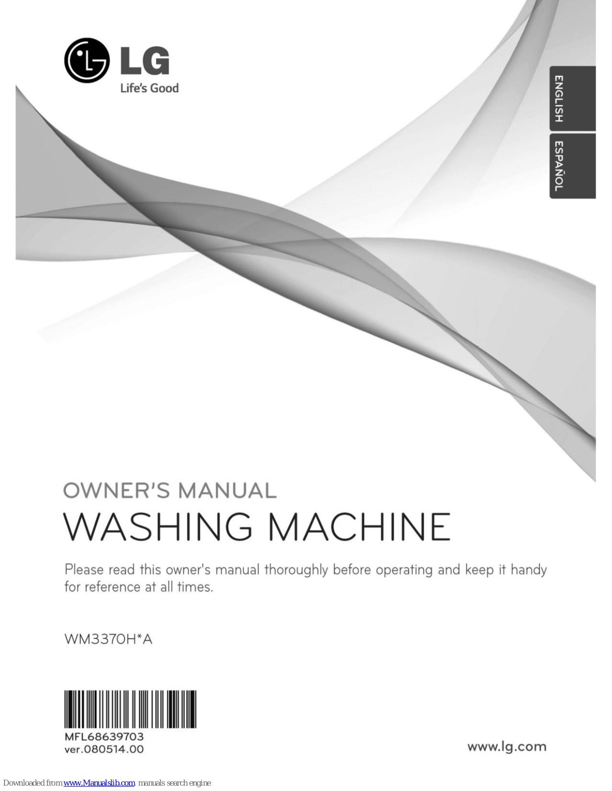 LG WM337OHxA series, WM3370HA Owner's Manual