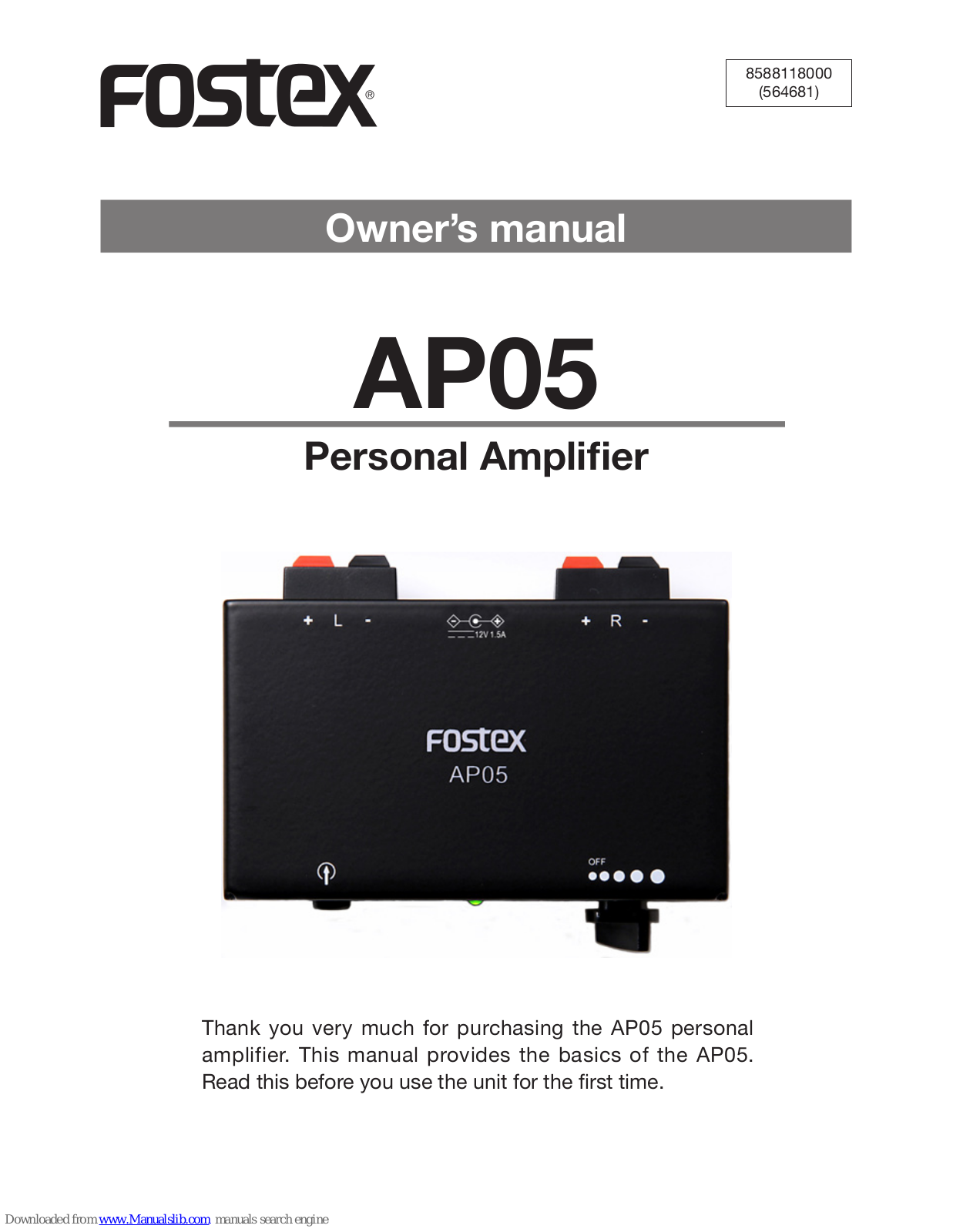 Fostex AP05 Owner's Manual