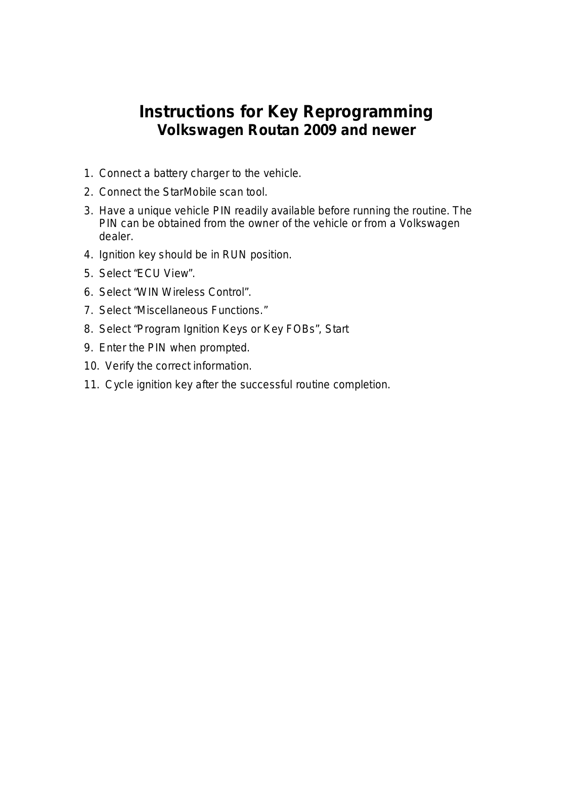 Volkswagen Routan 2009 User Manual