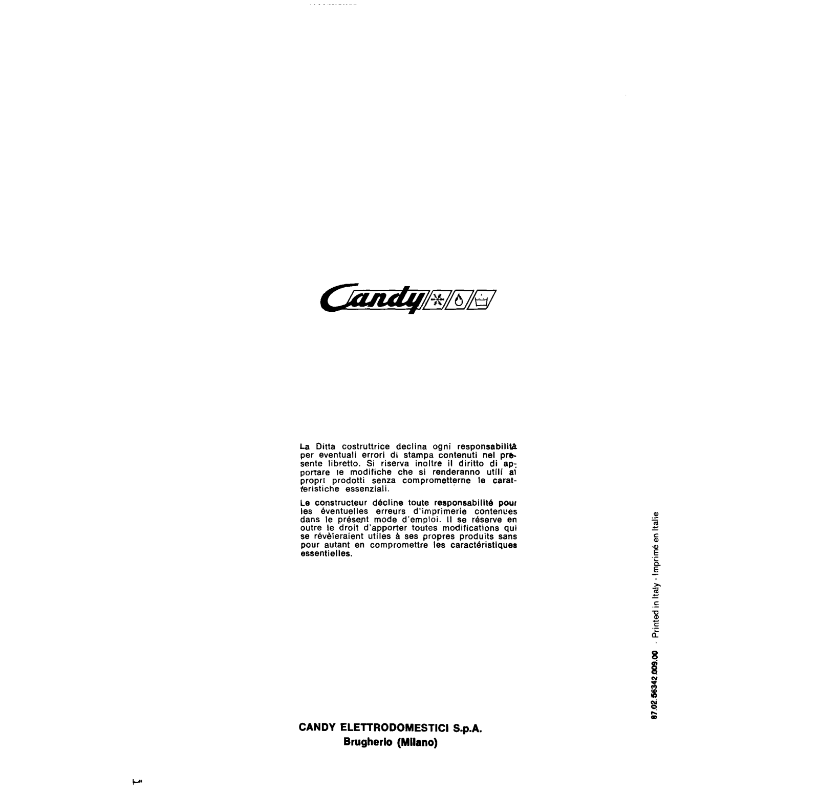 Candy SYLENA 655 Program Manual