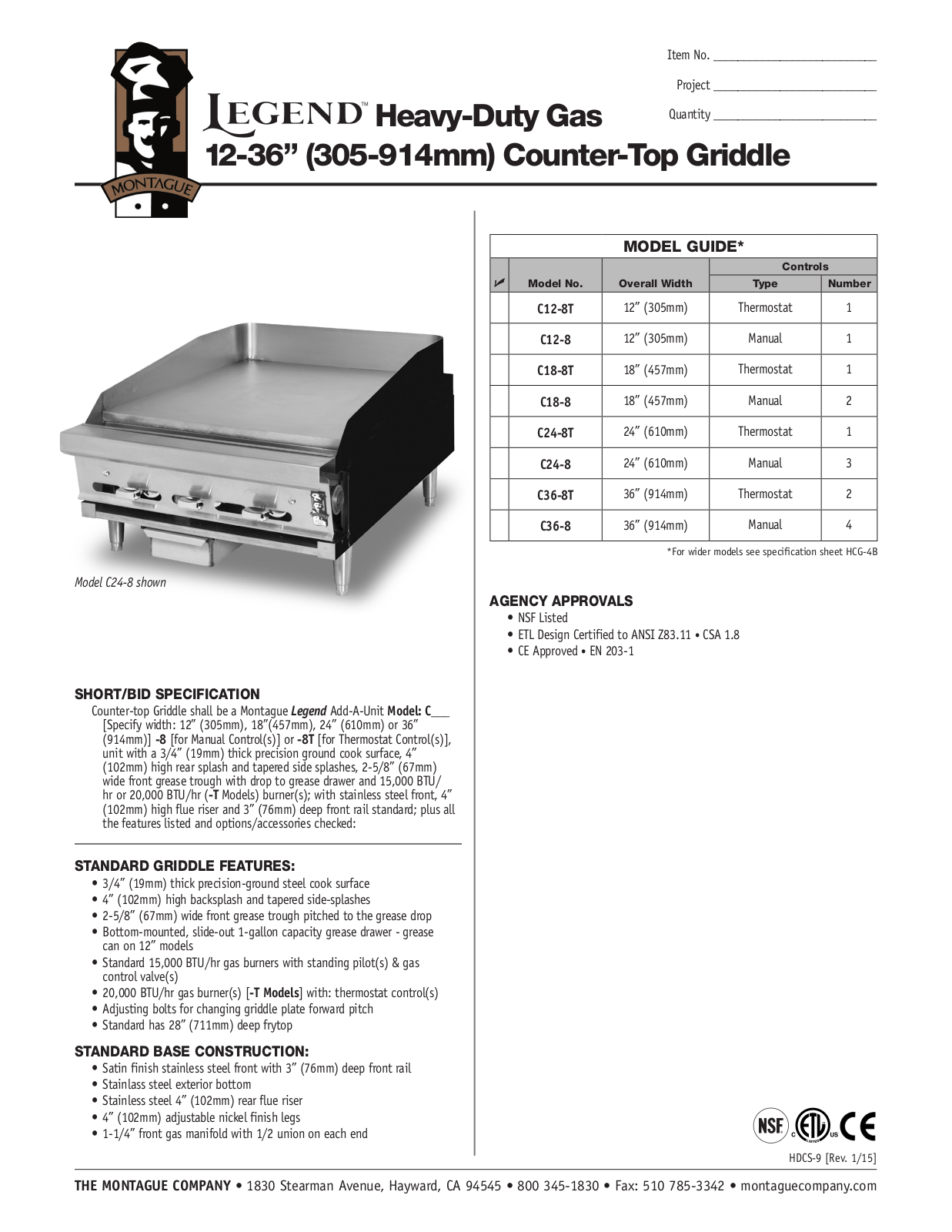 Montague C12-8 User Manual