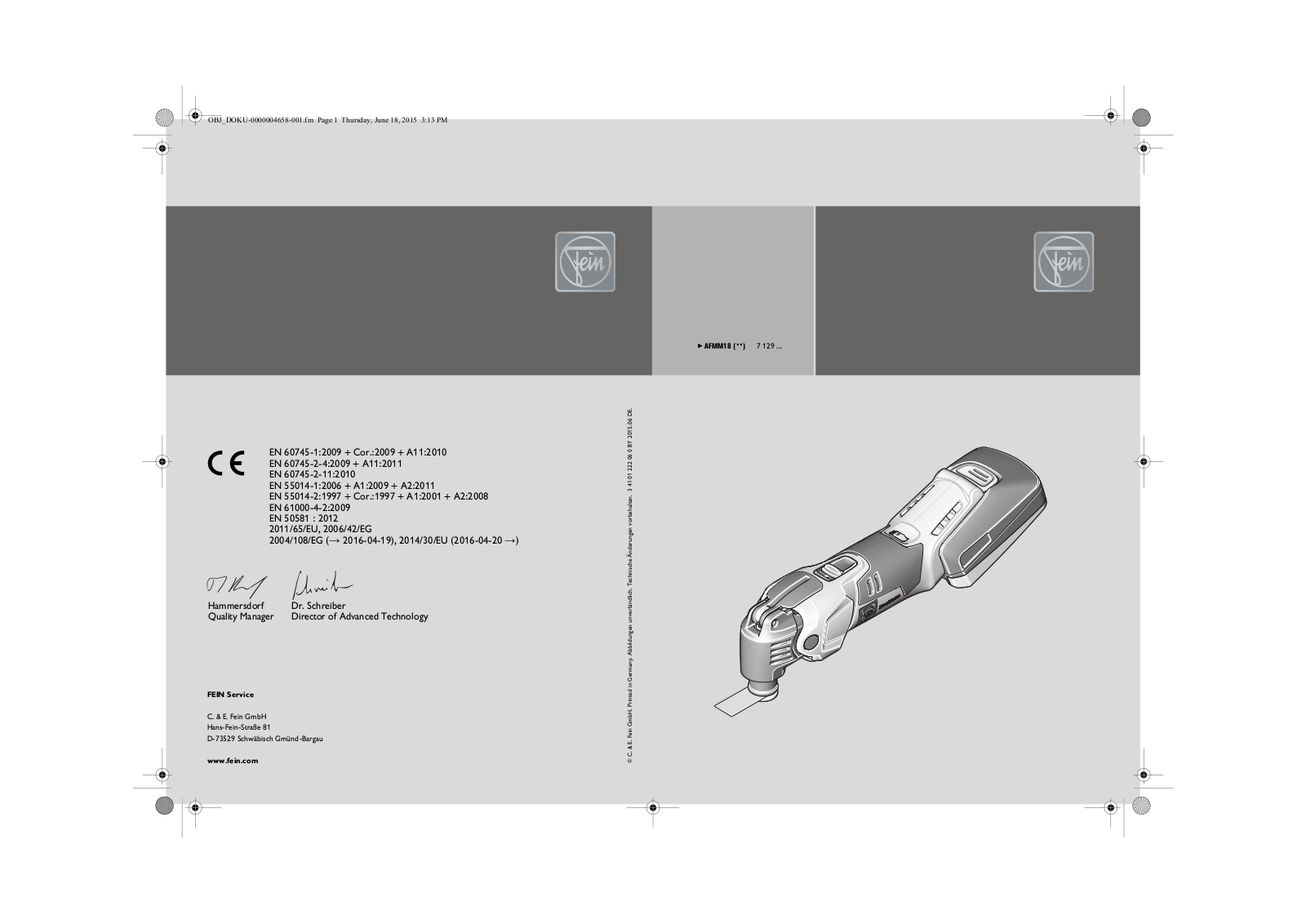 Fein AFMM18 User Guide