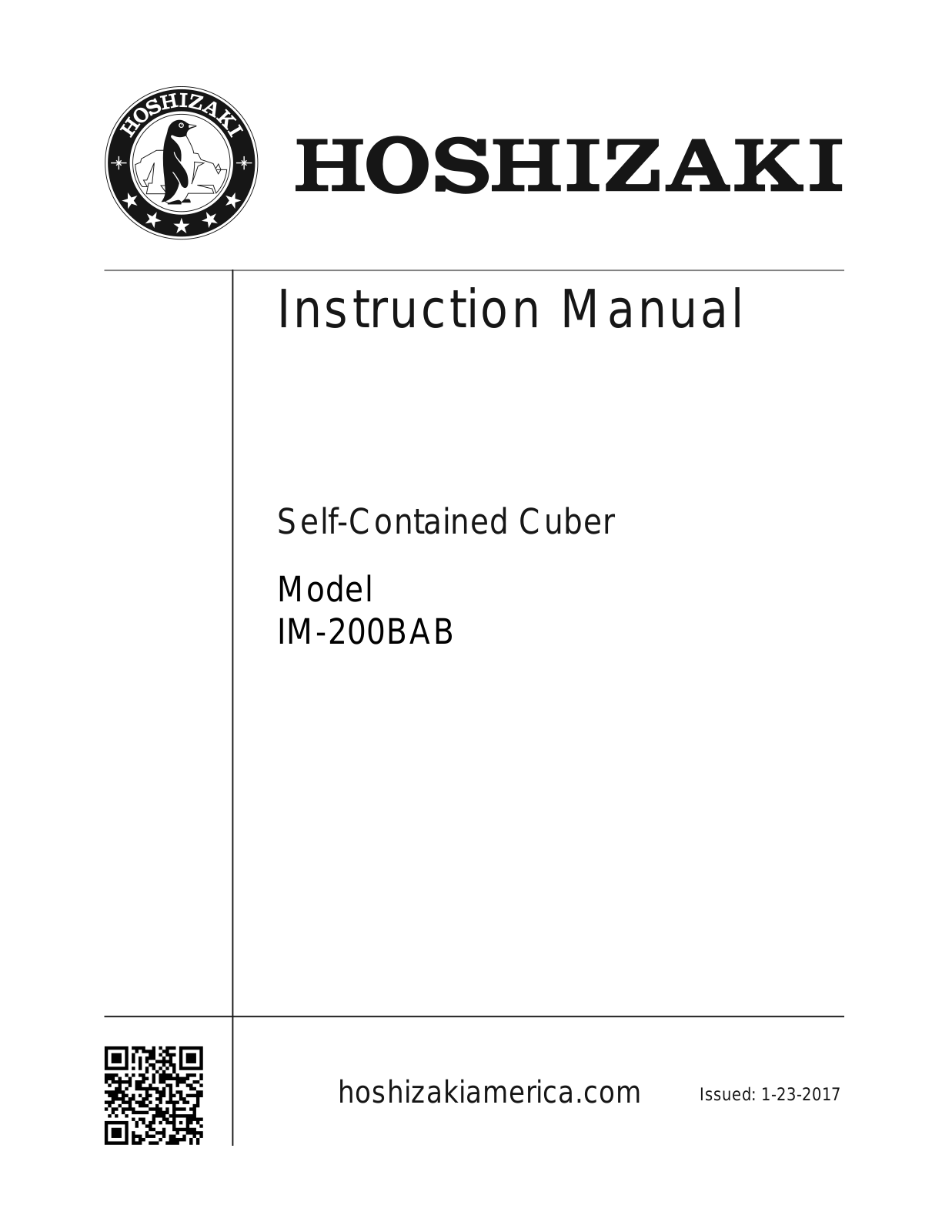 Hoshizaki IM200BAB User Manual