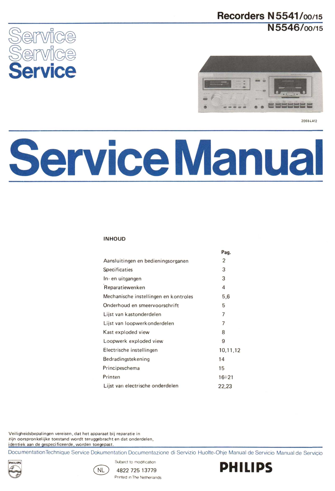 Philips N-5546, N-5541 Service Manual