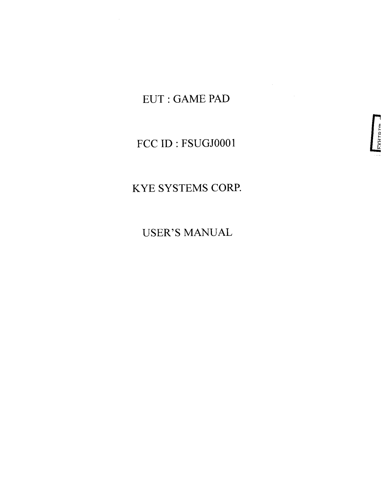 KYE SYSTEMS GJ0001 User Manual