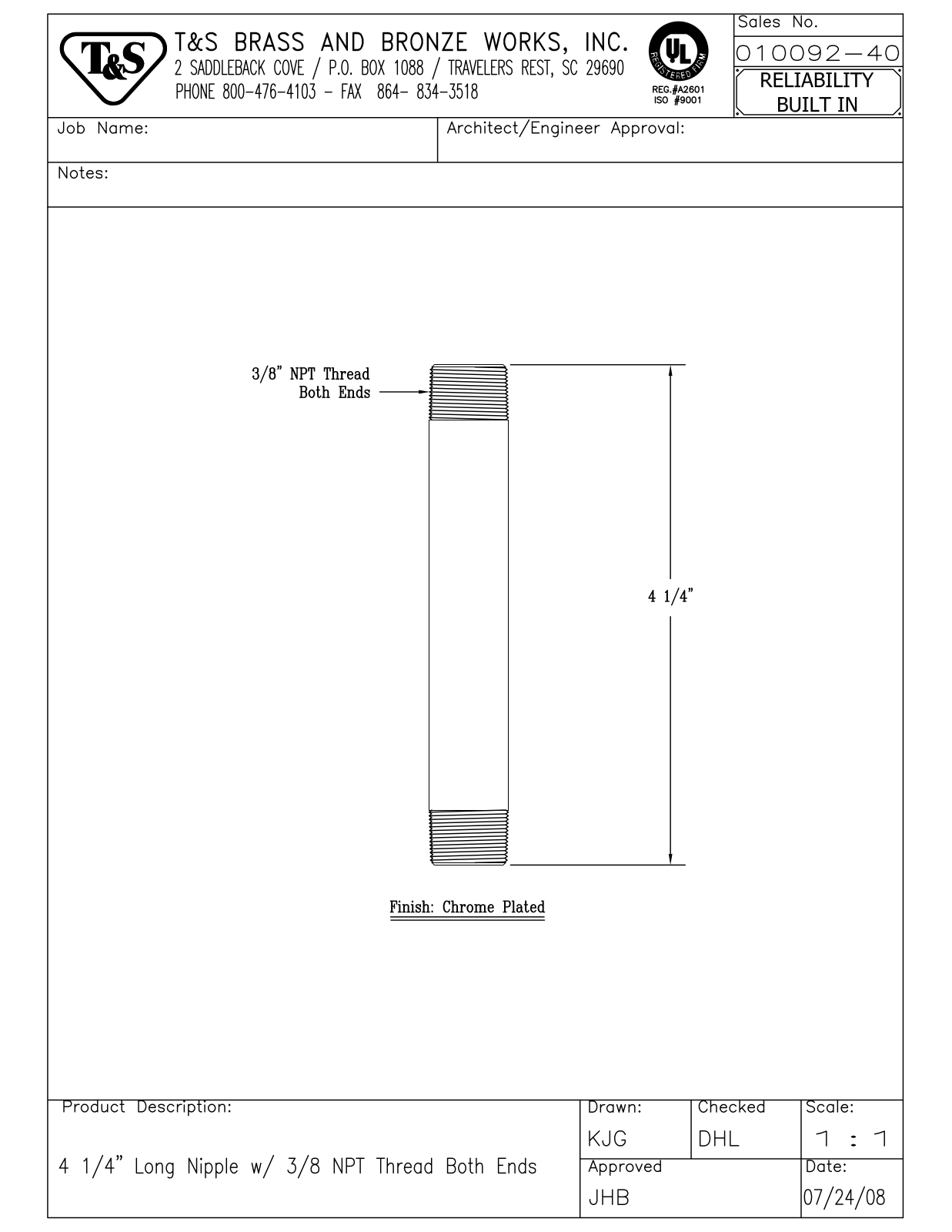 T&S Brass 010092-40 User Manual