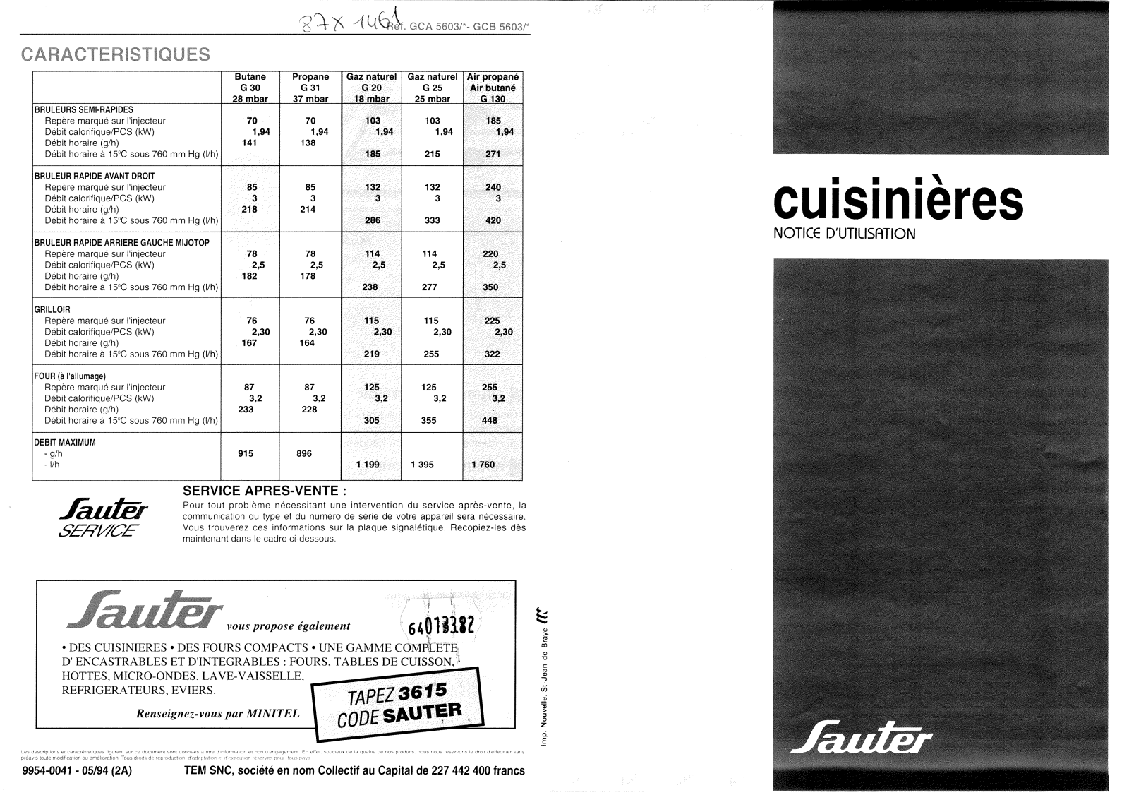 Sauter GCB5603, GCA5603 User Manual