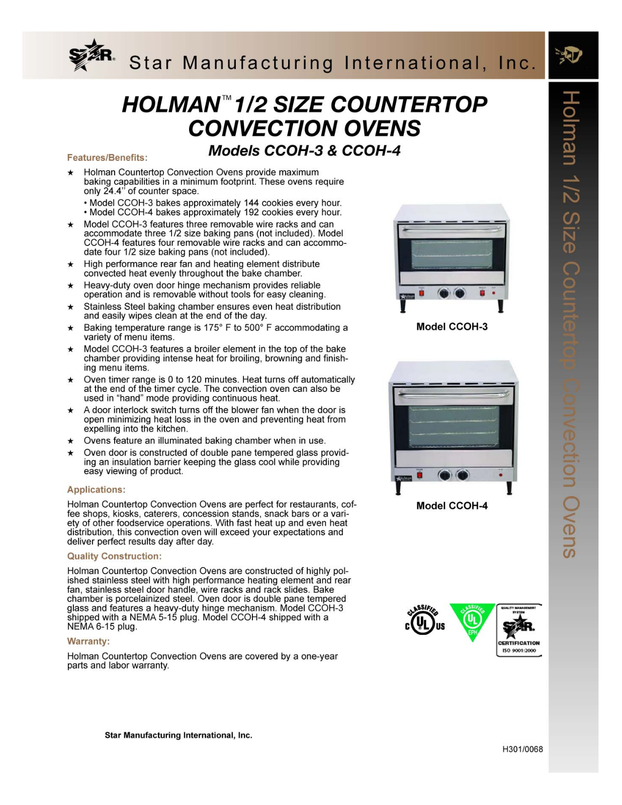 Star Manufacturing CCOH-3 User Manual