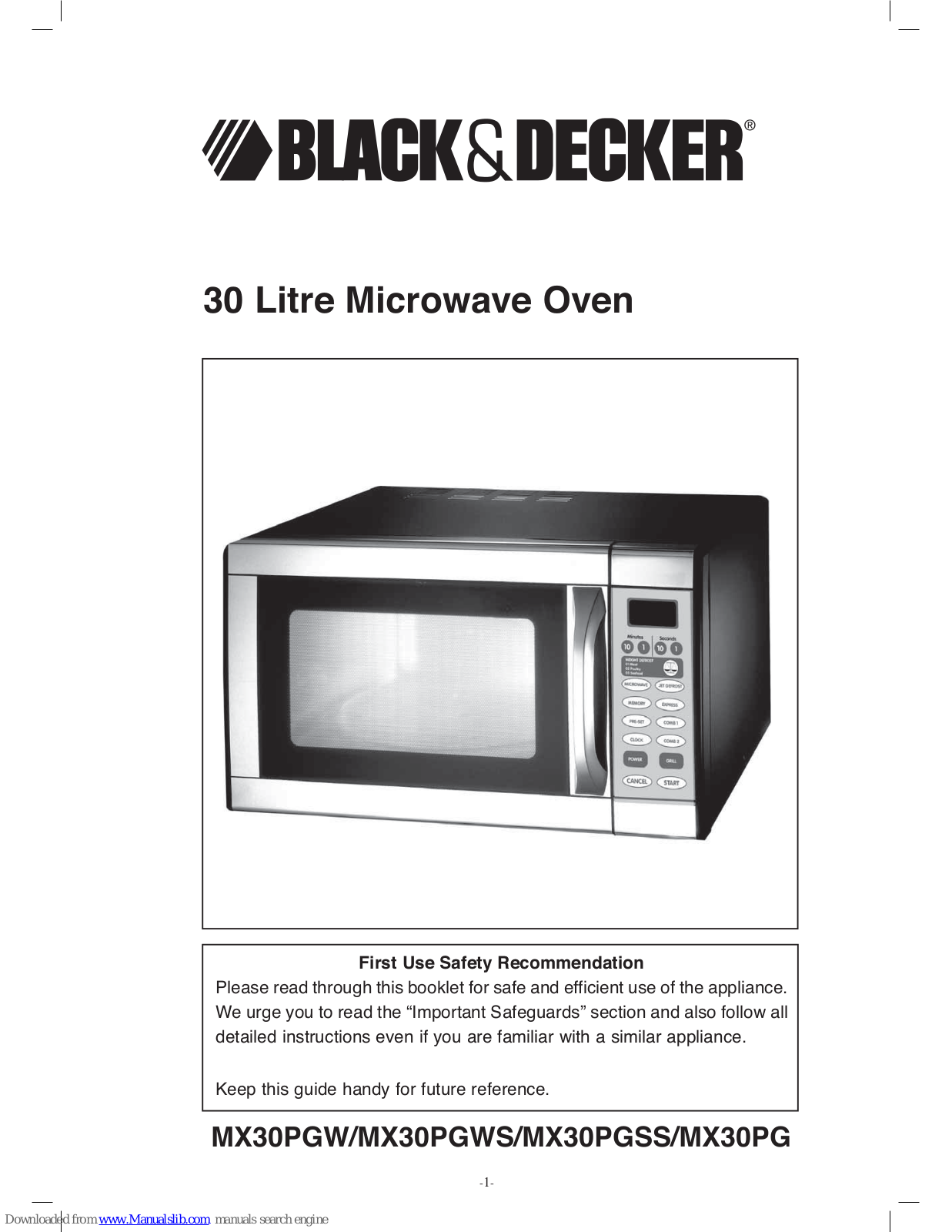 Black & Decker MX30PGW, MX30PG Instruction Manual