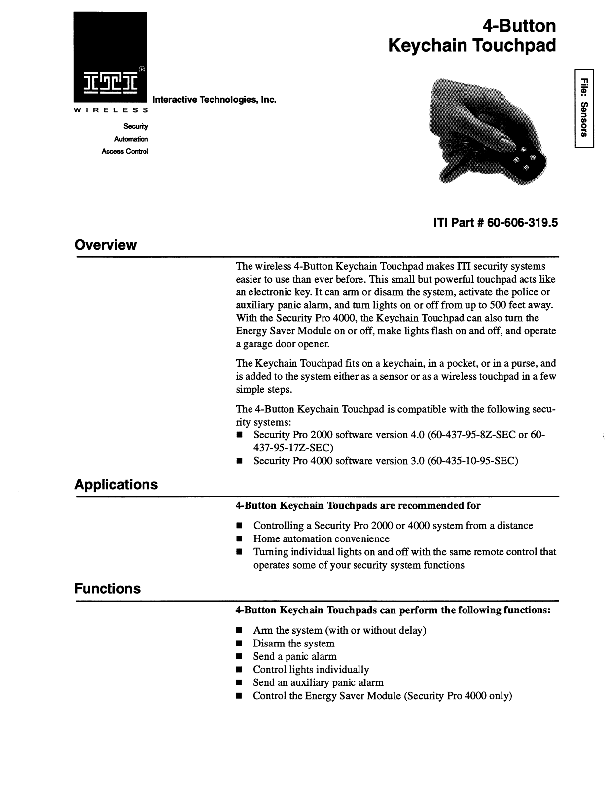 Interlogix 60-606-319-5 Specsheet