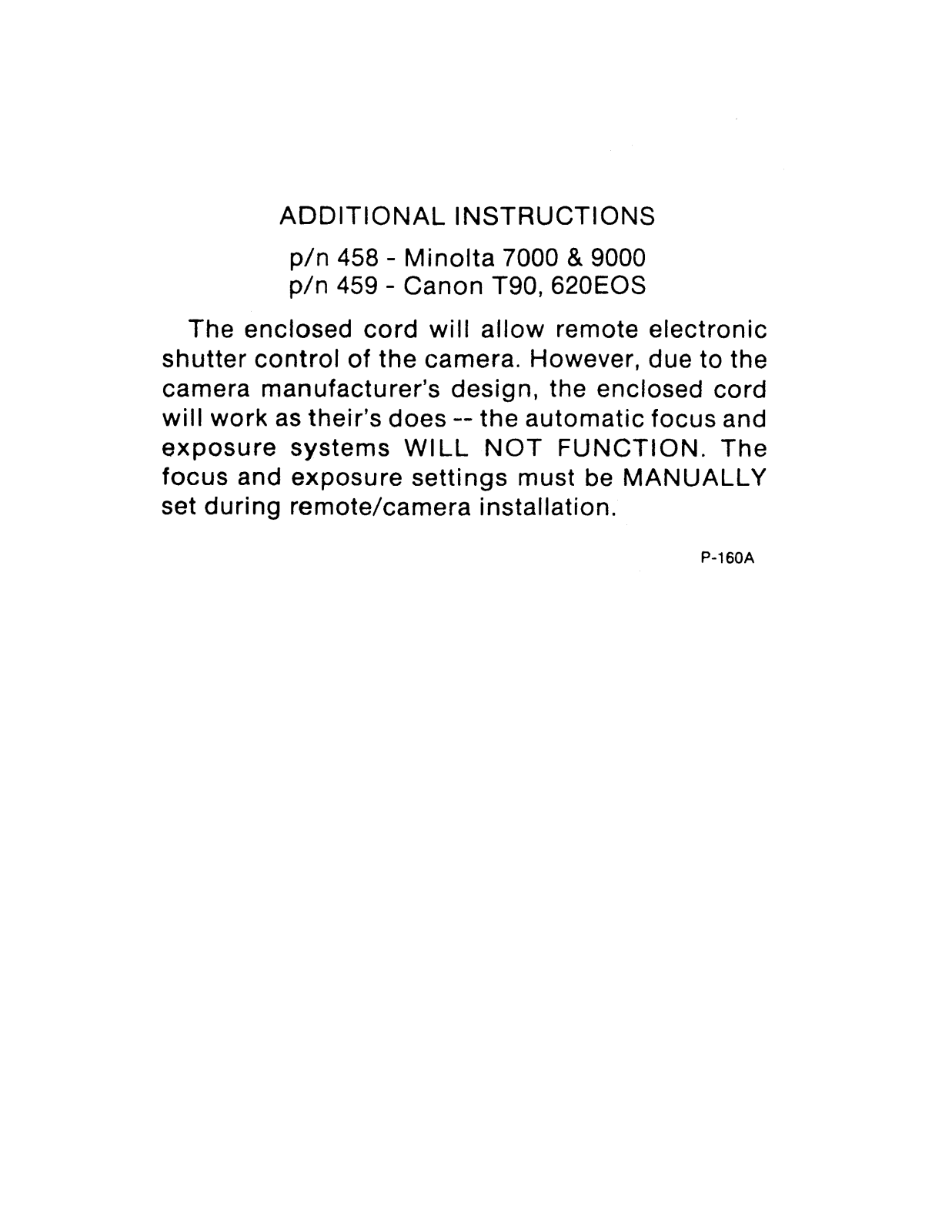 Quantum 458459 MOTOR DRIVE CORD User Manual