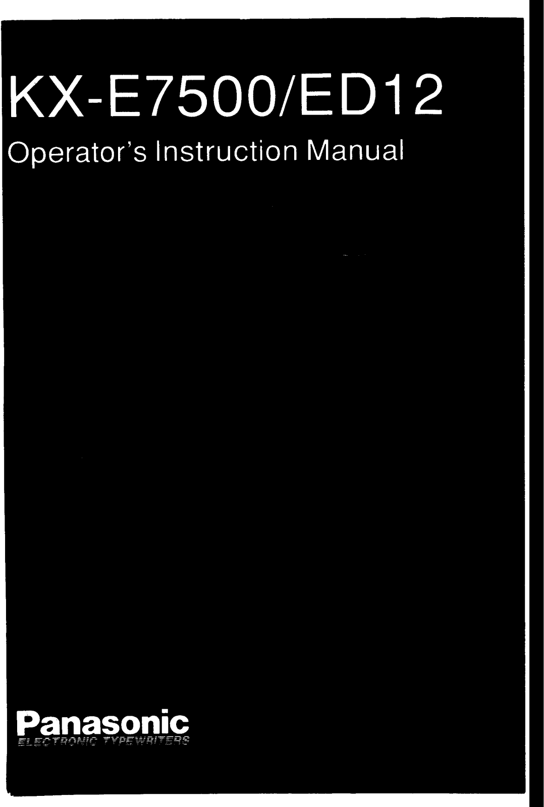 Panasonic kx-f7500 Operation Manual