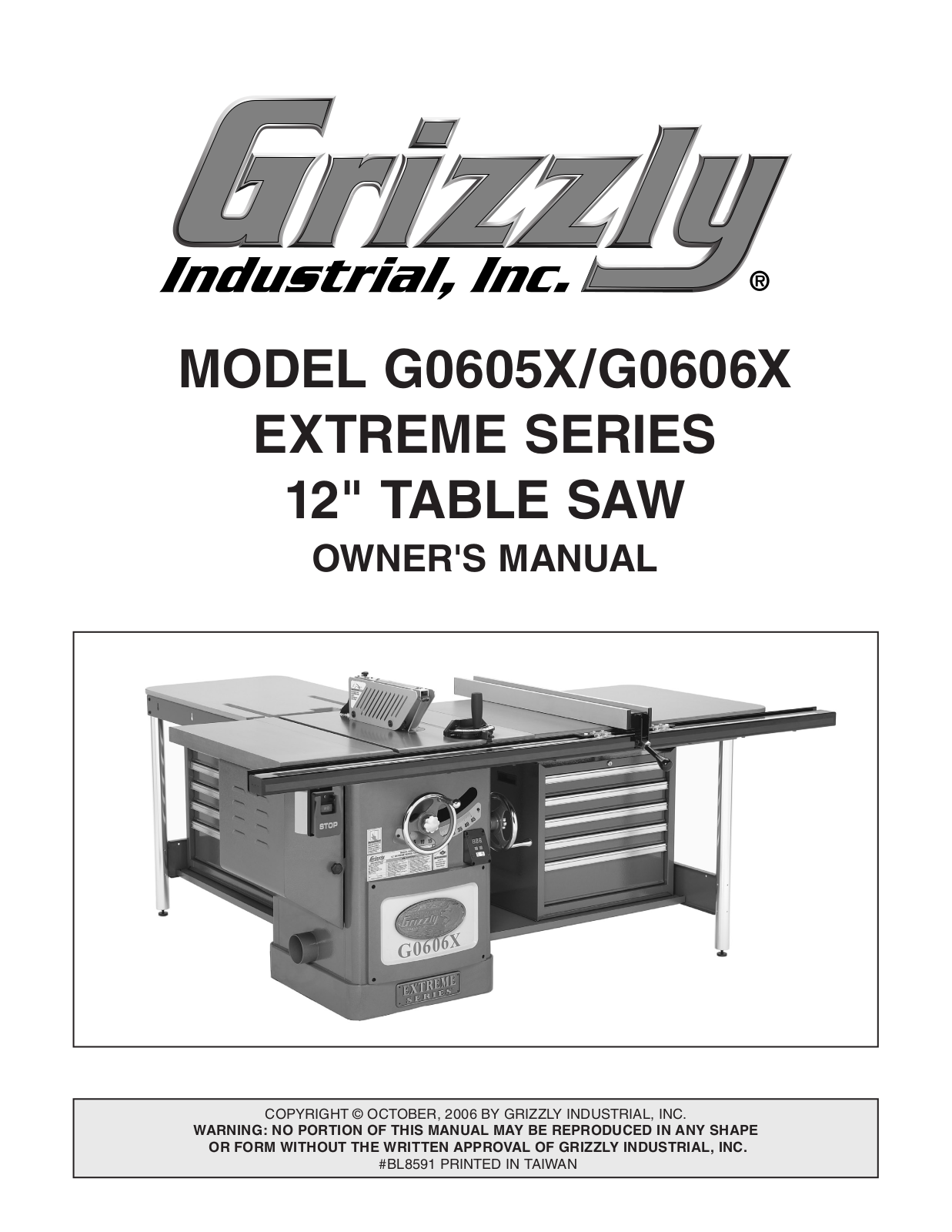 Grizzly G0606X User Manual