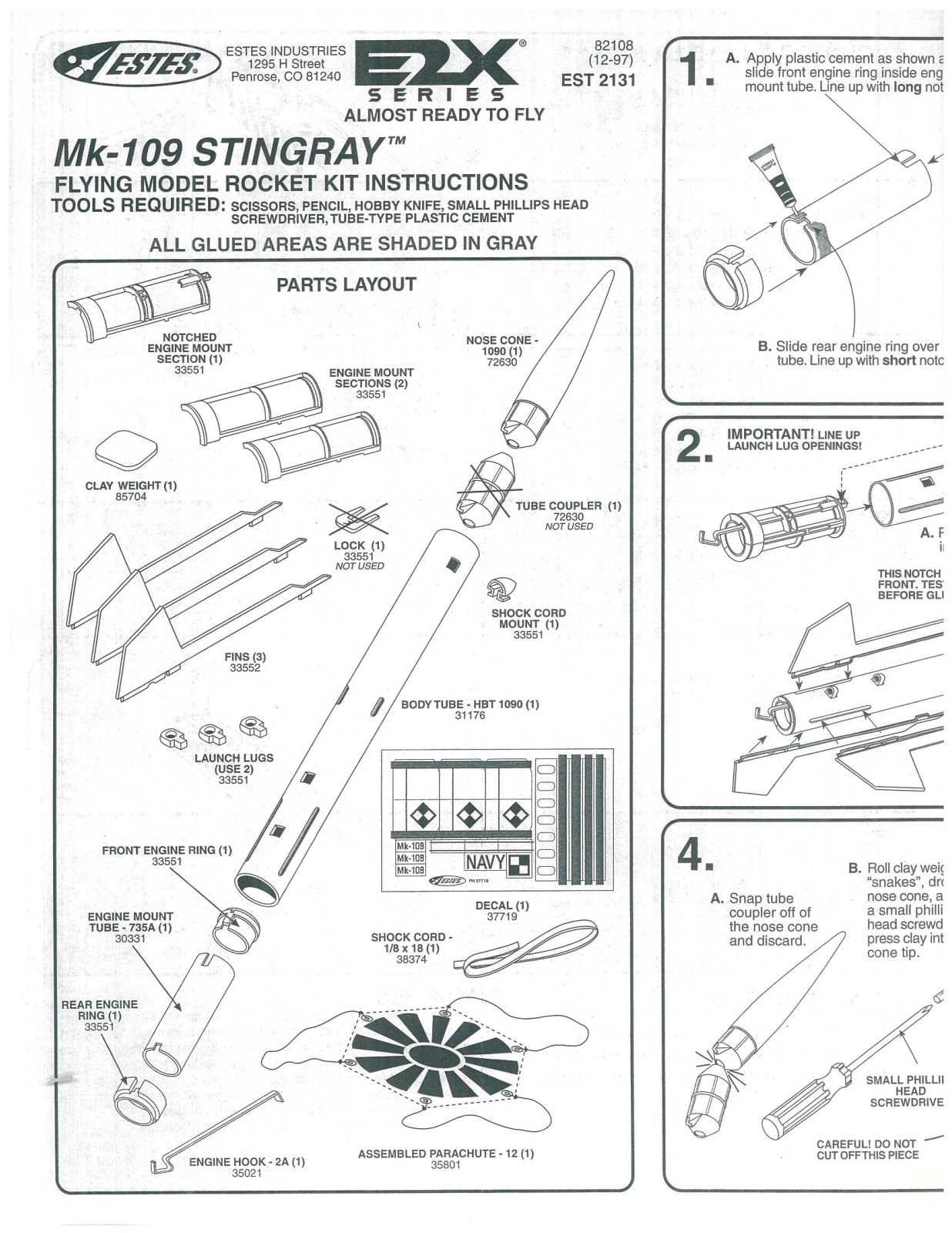 ESTES MK109 Stingray User Manual