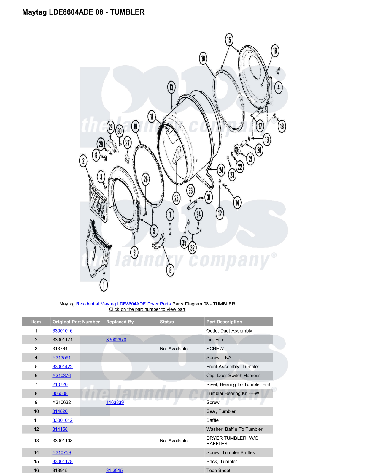 Maytag LDE8604ADE Parts Diagram