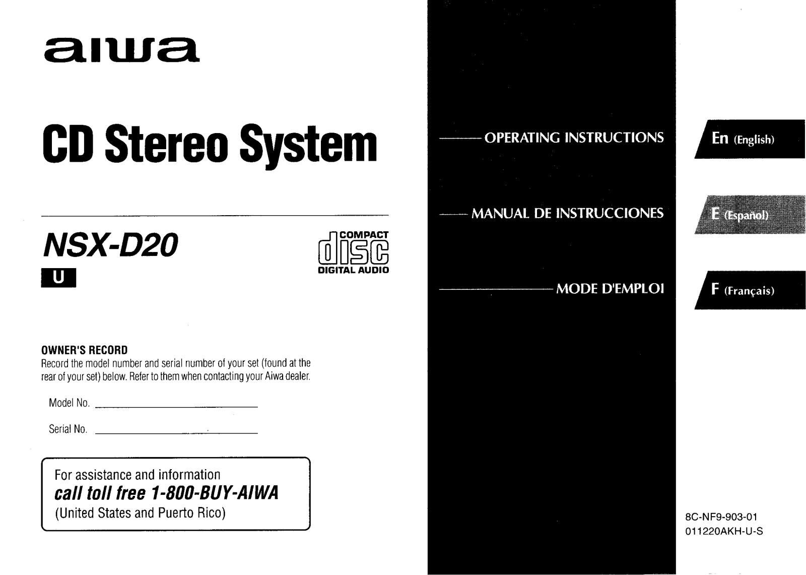 Sony CXND20 Operating Manual