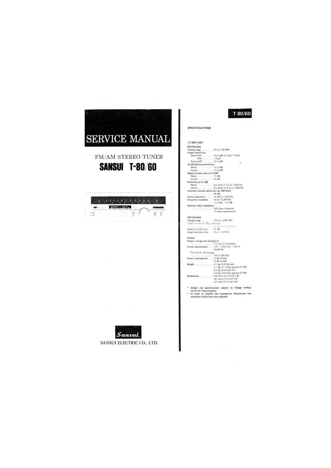 Sansui T60 Service Manual