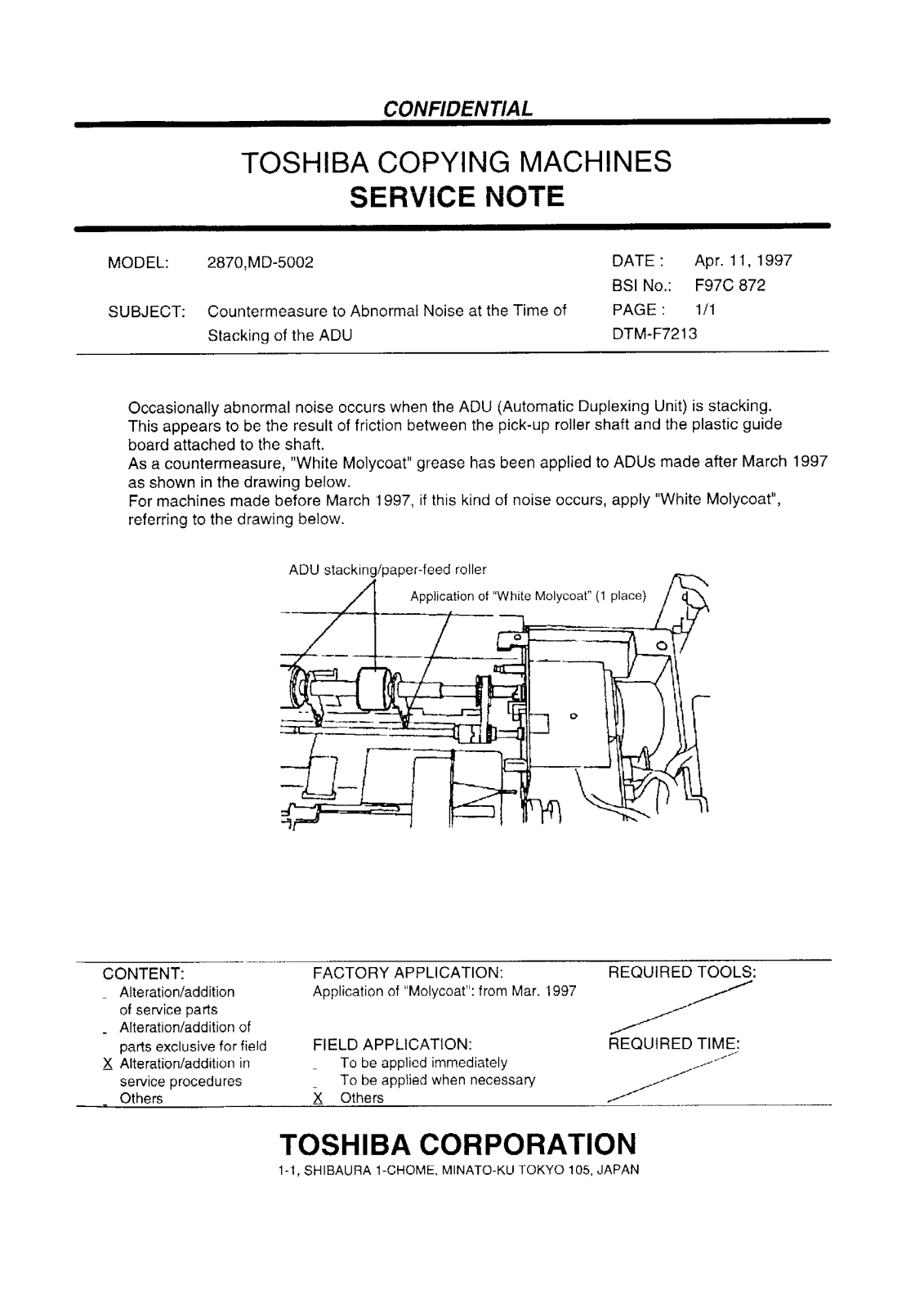 Toshiba f97c872 Service Note