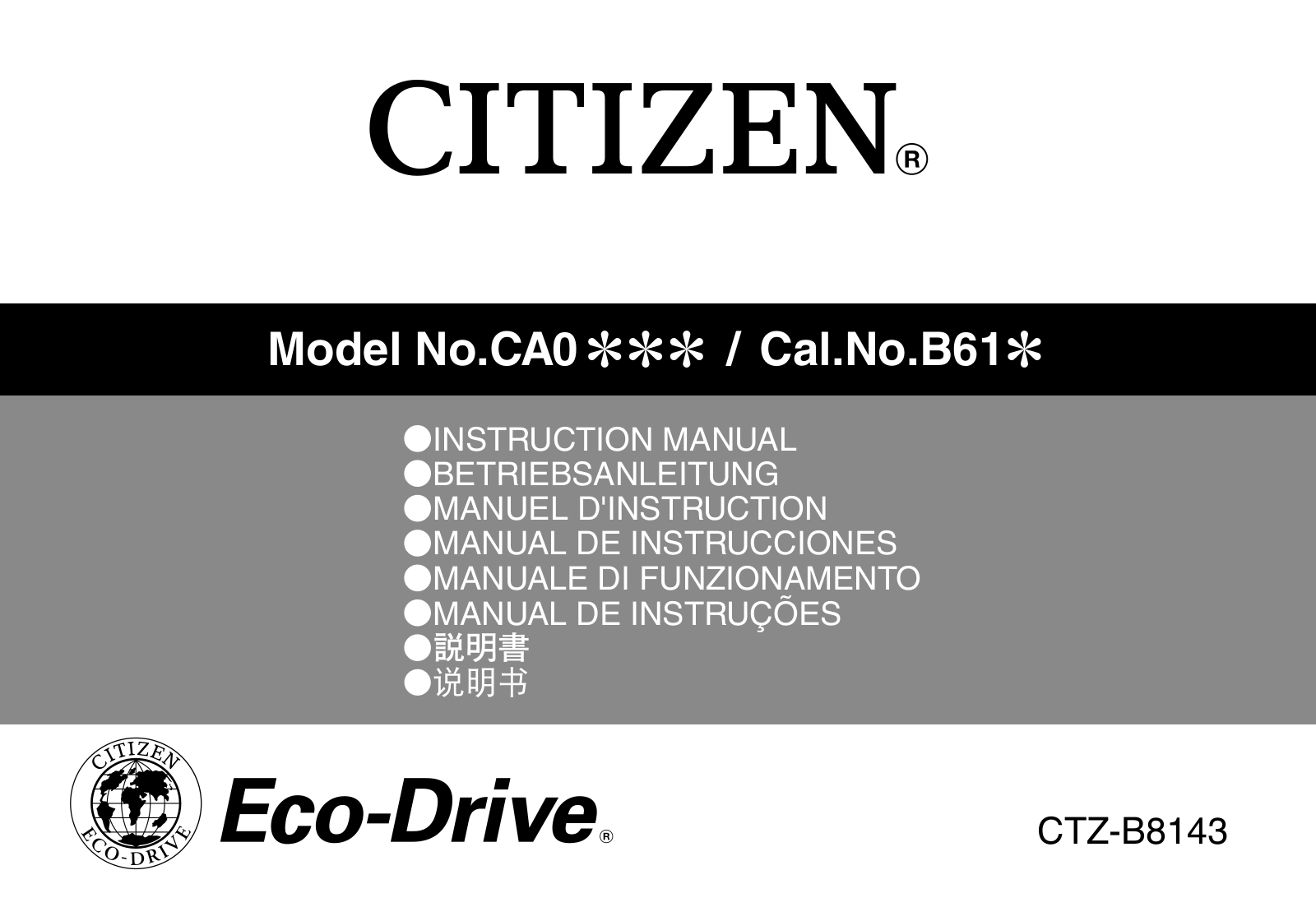 CITIZEN CA0020-05E, CA0080-03E, CA0080-54E, CA0260-52E, CA0255-01E User Manual