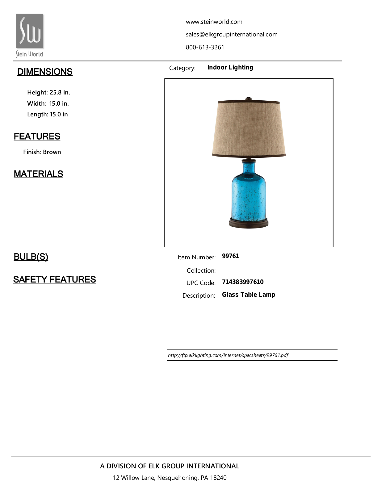 Stein World 99761 Specifications - ManualMachine.com